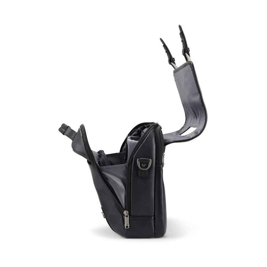 Samsonite Classic Leather Flapover Satchel Black Black