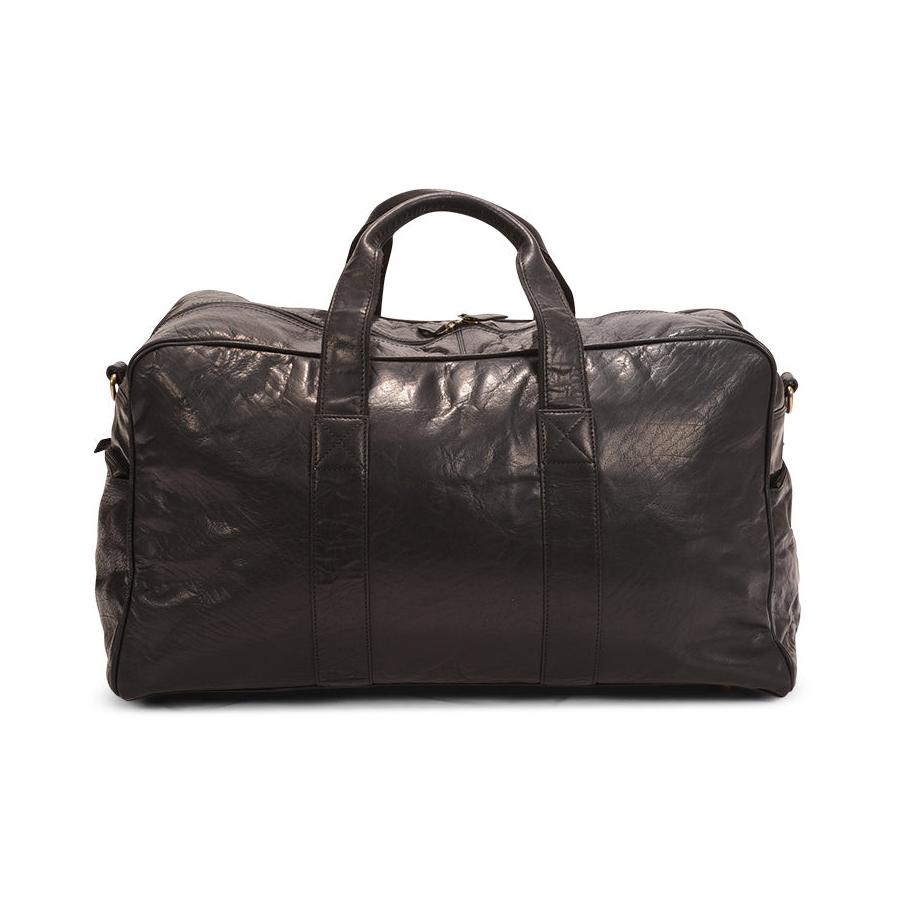 Pierre Cardin Parker Rustic Leather Overnight Duffle Bag Black Black