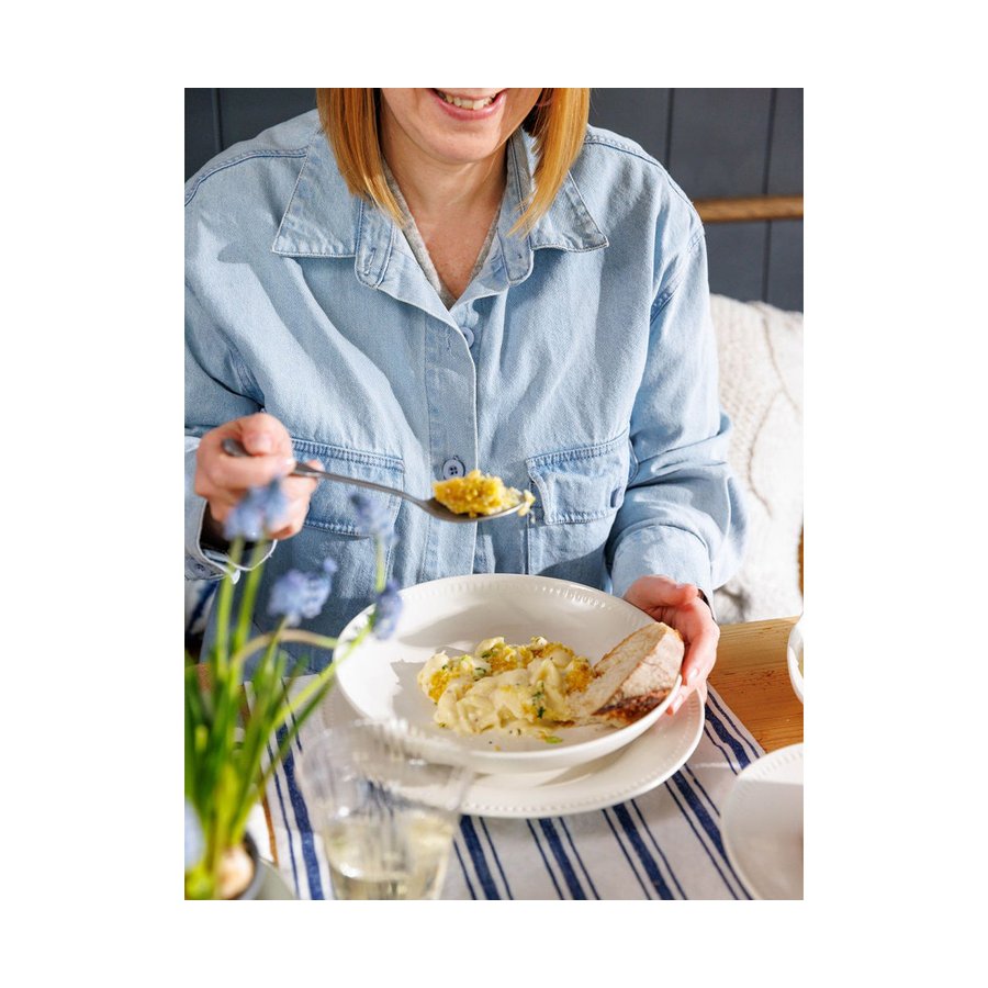 Mikasa Cranborne 24cm Stoneware Pasta Bowls (Set of 4) Cream Cream