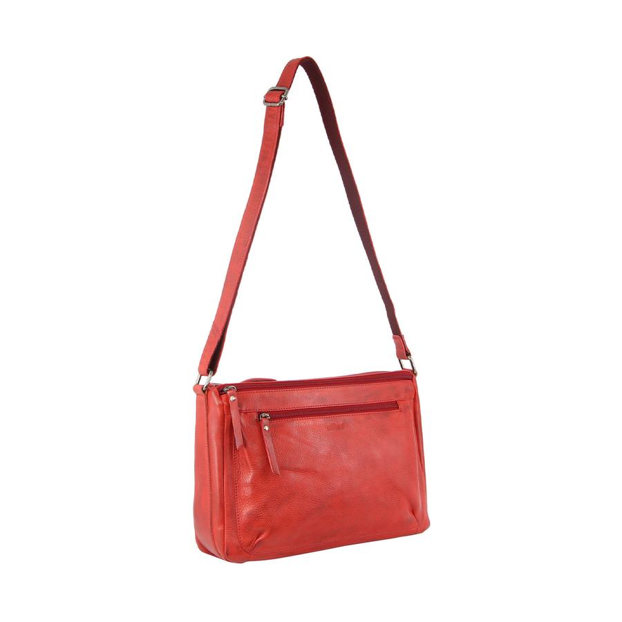 Milleni Caroline Women's Leather Crossbody Bag Red Red
