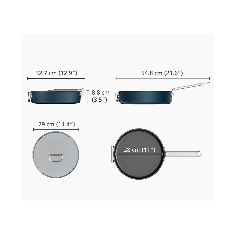 Joseph Joseph Space 28cm Non-Stick Saute Pan & Lid Midnight Blue Midnight Blue