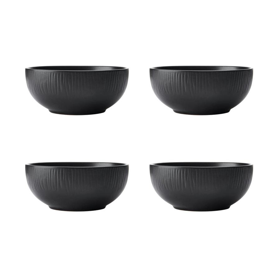 Mikasa Jardin Midnight 12-Piece Stoneware Dinner Set Black Black