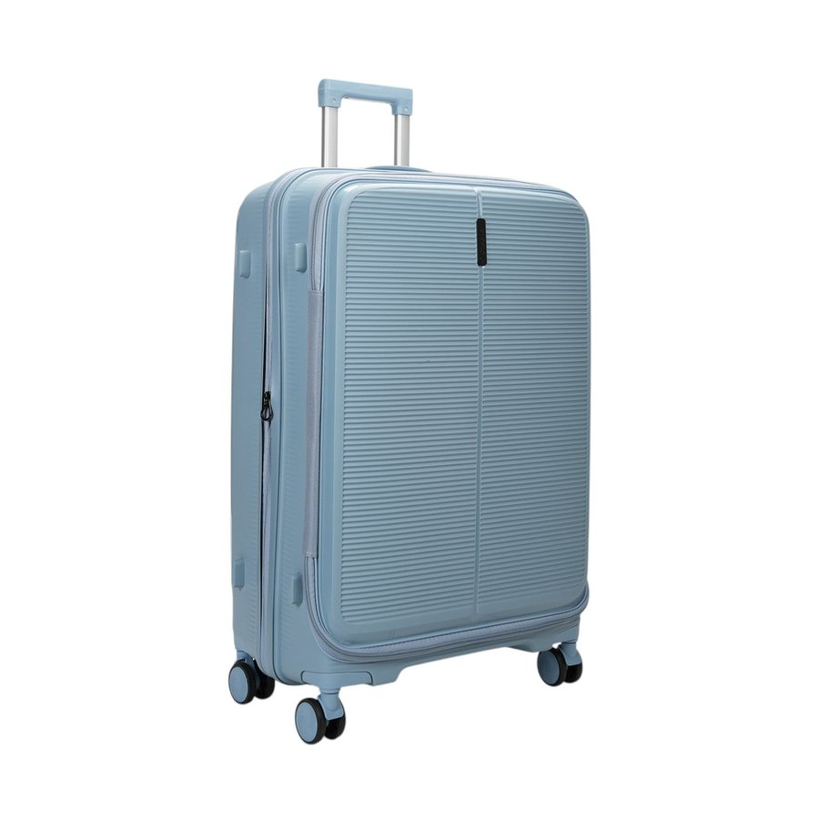 Caselite Venture 76cm Top Open Hardside Checked Suitcase Grey Blue Grey Blue