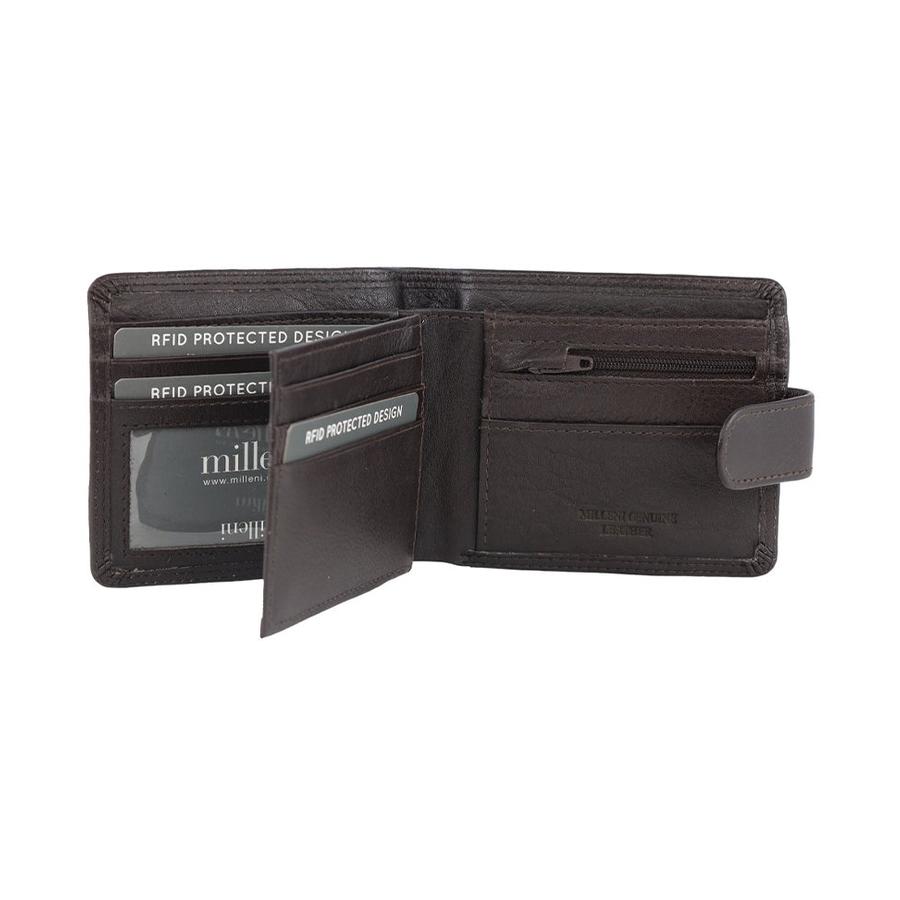 Milleni Alonzo Men's Leather RFID Wallet Brown Brown