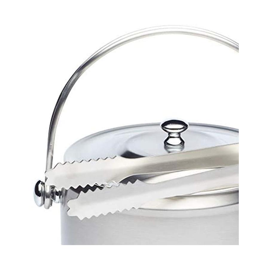 Barcraft Stainless Steel Ice Bucket with Lid & Tongs Silver Silver