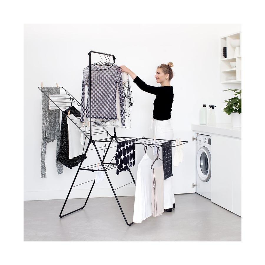 Brabantia Hangon 25m Drying Rack with Rod Matte Black Matte Black