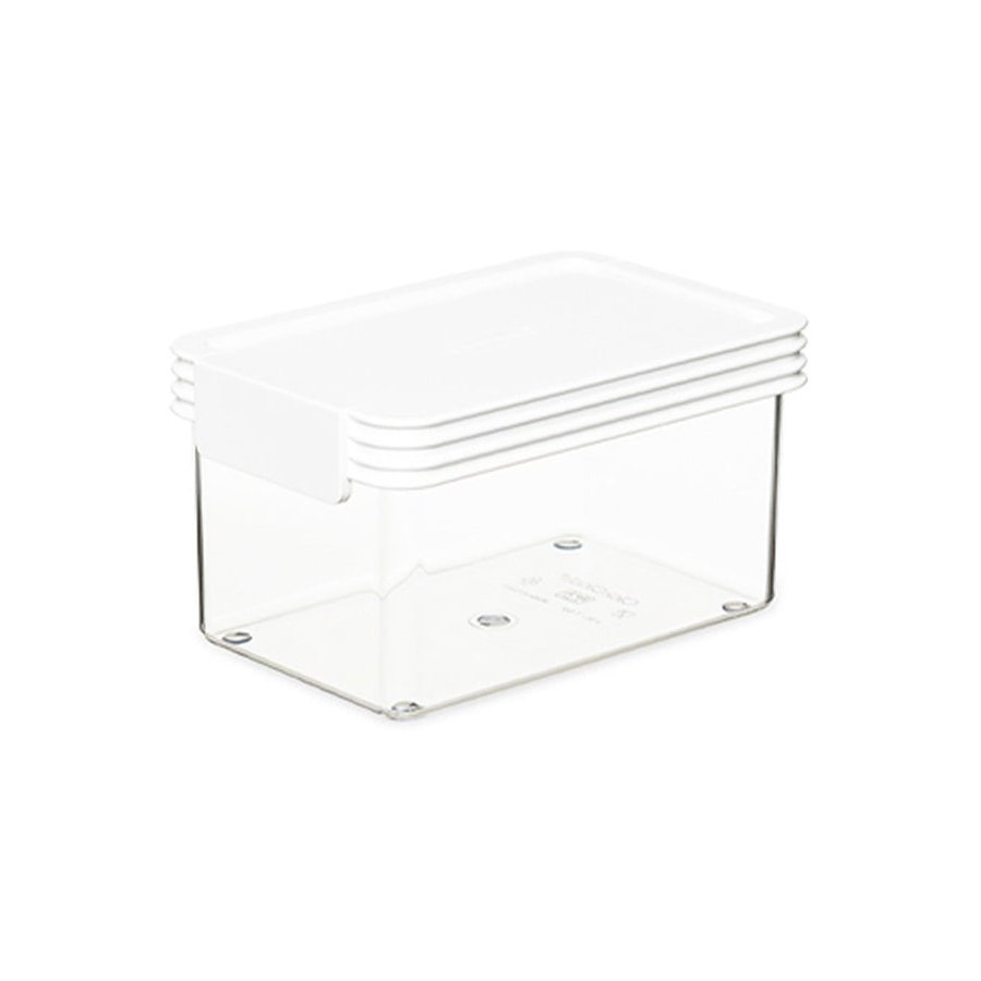 ClickClack Basics Rectangle 0.9L Pantry Storage Container Set of 4 White White