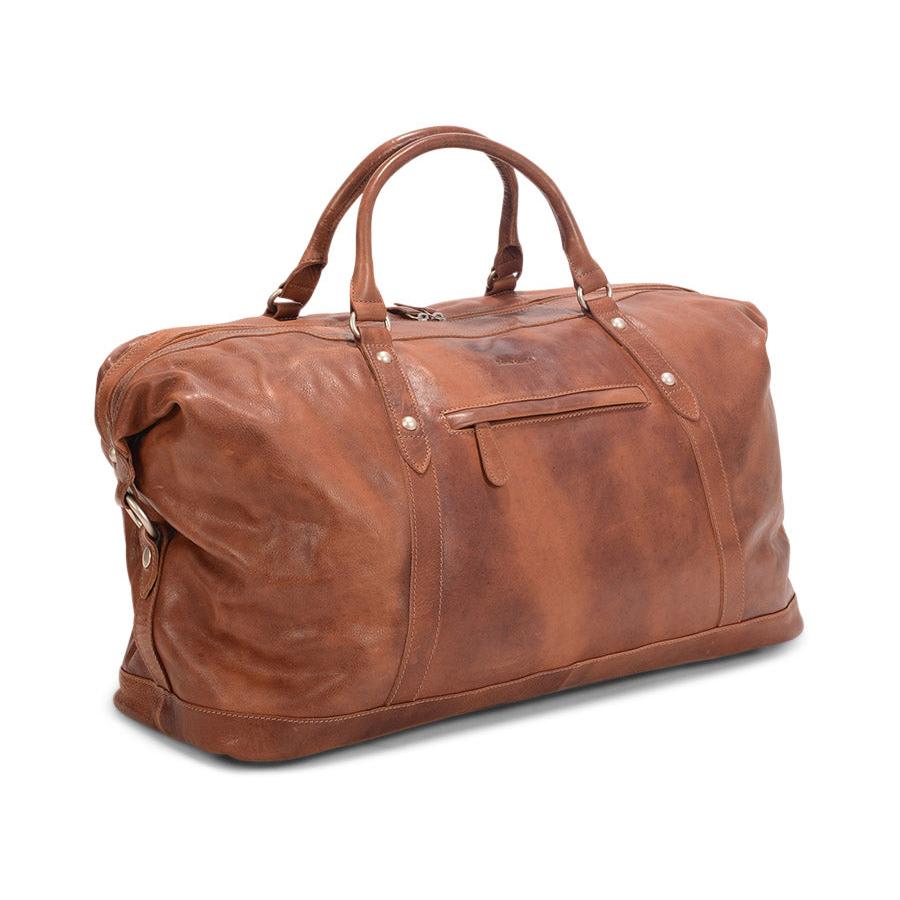 Pierre Cardin Kennedy Rustic Leather Overnight Duffle Bag Cognac Cognac