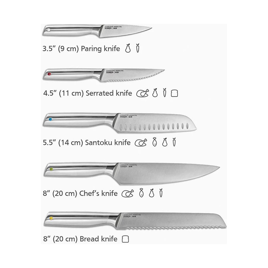 Joseph Joseph Elevate Steel Knife Set with In-Drawer Storage Tray Bamboo Bamboo