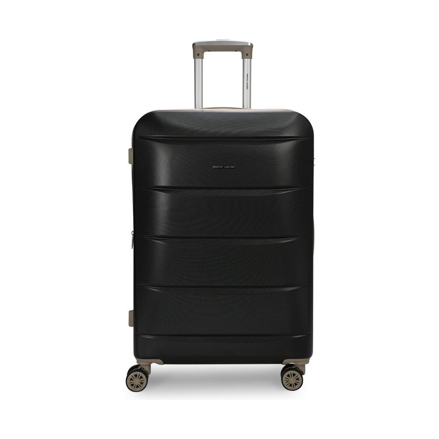 Pierre Cardin Marino 70cm Hardside Checked Suitcase Black Black