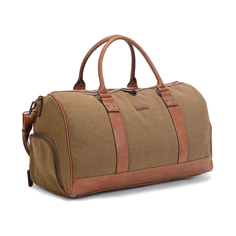 Pierre Cardin Cross Canvas Overnight Bag Brown Brown