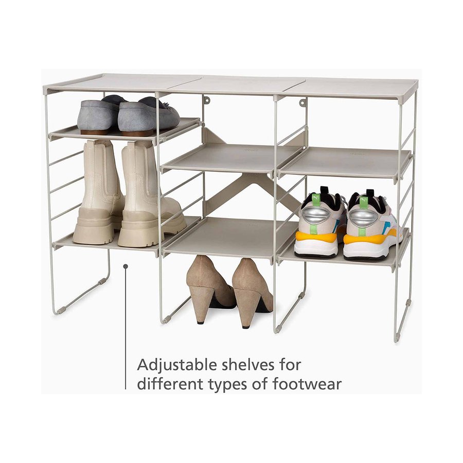Joseph Joseph Level Plus Large Adjustable Shoe Rack Ecru Ecru