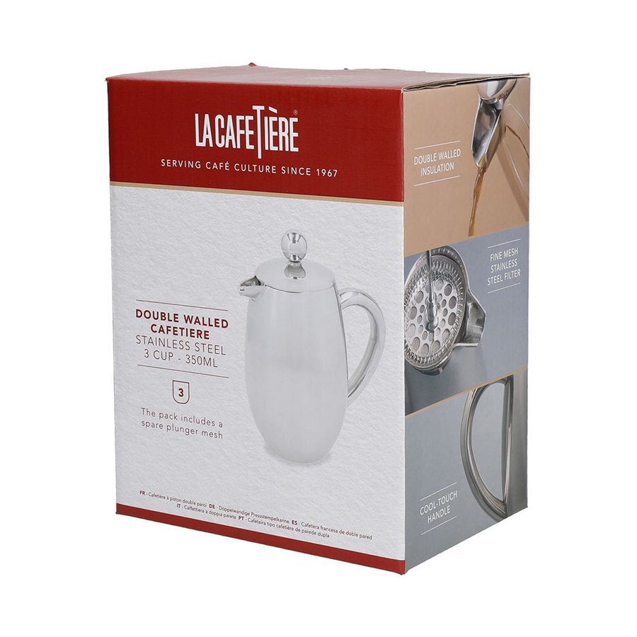 La Cafetiere 3 Cup Double Wall French Press Stainless Steel Stainless Steel