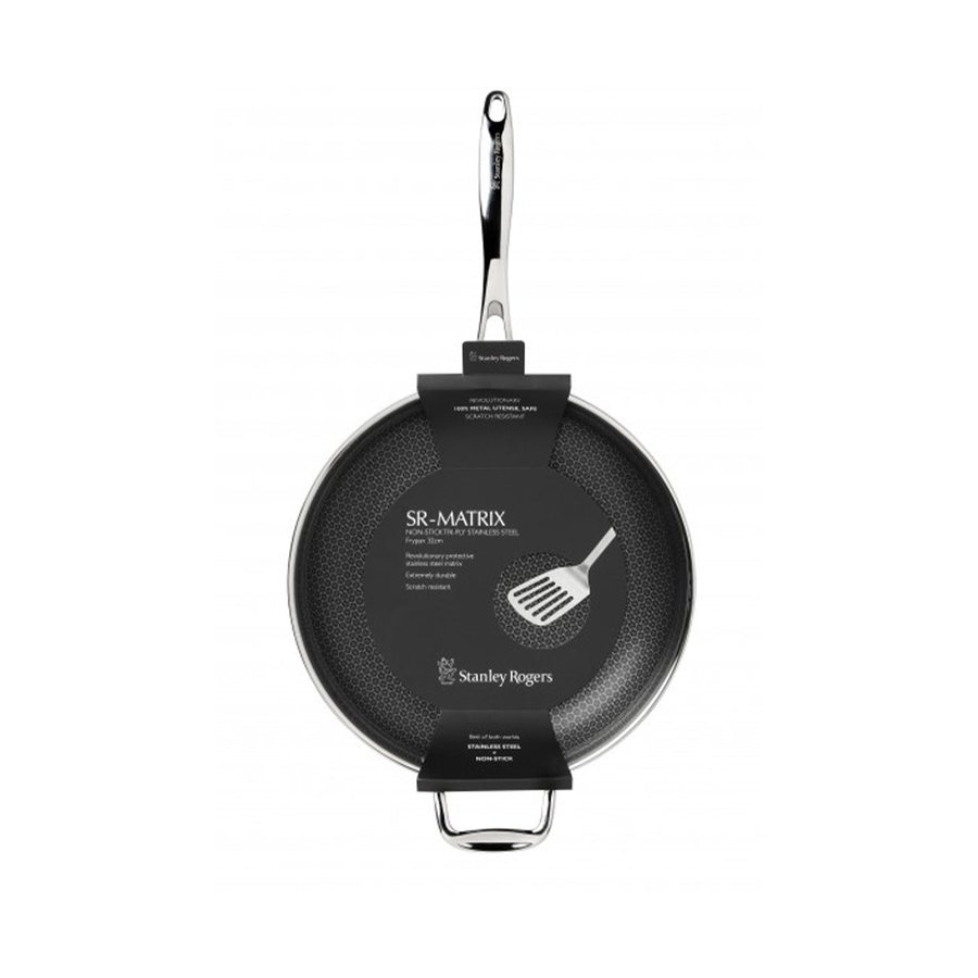 Stanley Rogers Matrix 32cm Non-Stick Frypan Stainless Steel Stainless Steel