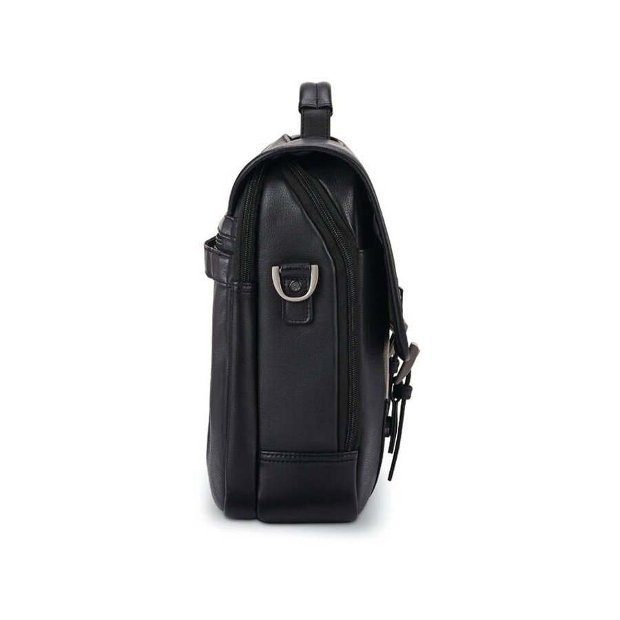 Samsonite Classic Leather Flapover Satchel Black Black