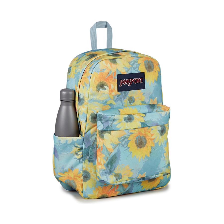 Jansport Superbreak Plus Backpack Surreal Sunflowers Blue Dusk Surreal Sunflowers Blue Dusk