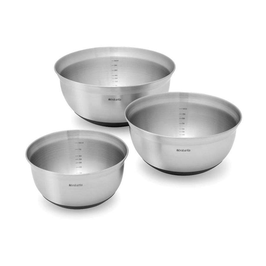 Brabantia Profile Mixing Bowl Set of 3 - Bake & Mix Matte Steel Matte Steel