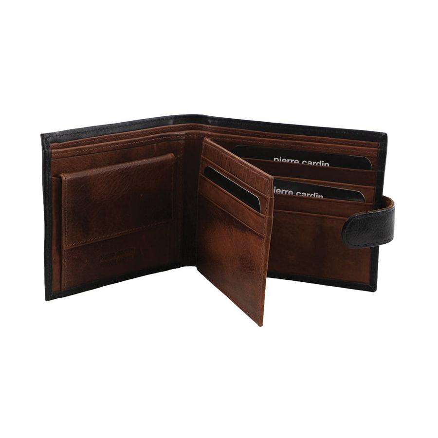 Pierre Cardin Moby Italian Leather Men's Two Tone Wallet Black/Cognac Black/Cognac