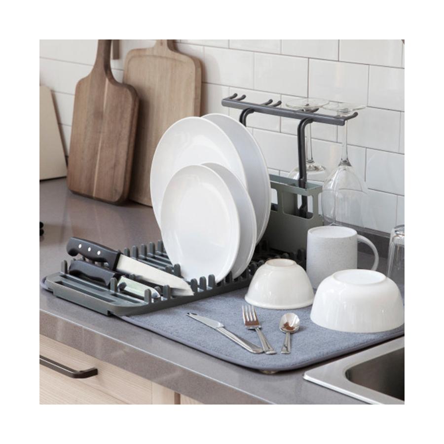 Umbra UDry Dish Rack with Dry Mat Charcoal Charcoal