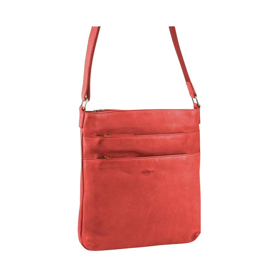 Milleni Flora Women's Leather Crossbody Bag Red Red