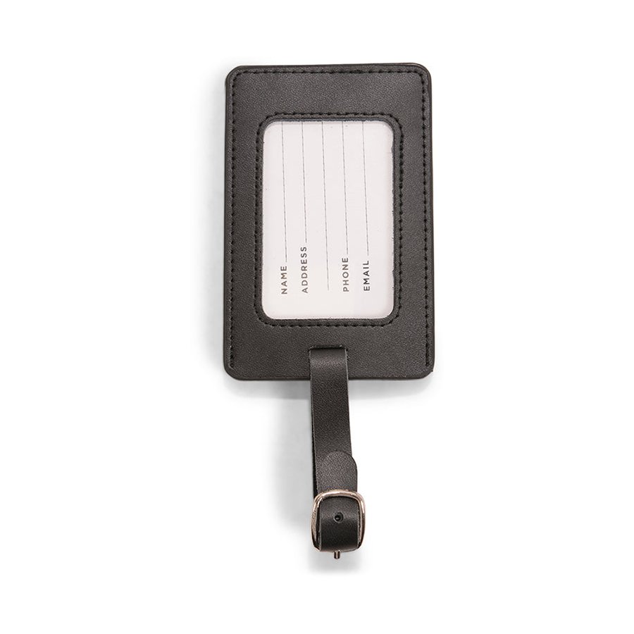 Explorer Leather Luggage Tag Black Black