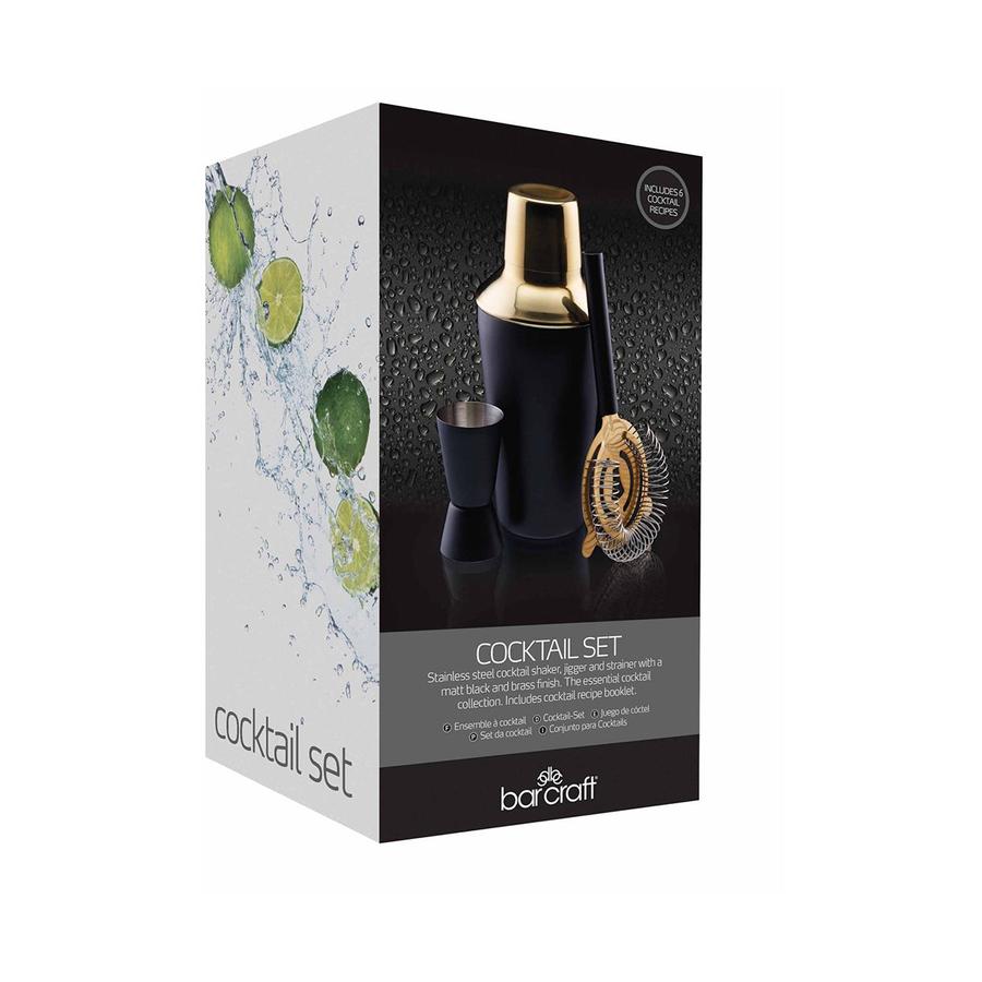 Barcraft Cocktail 3 Piece Set Black Black