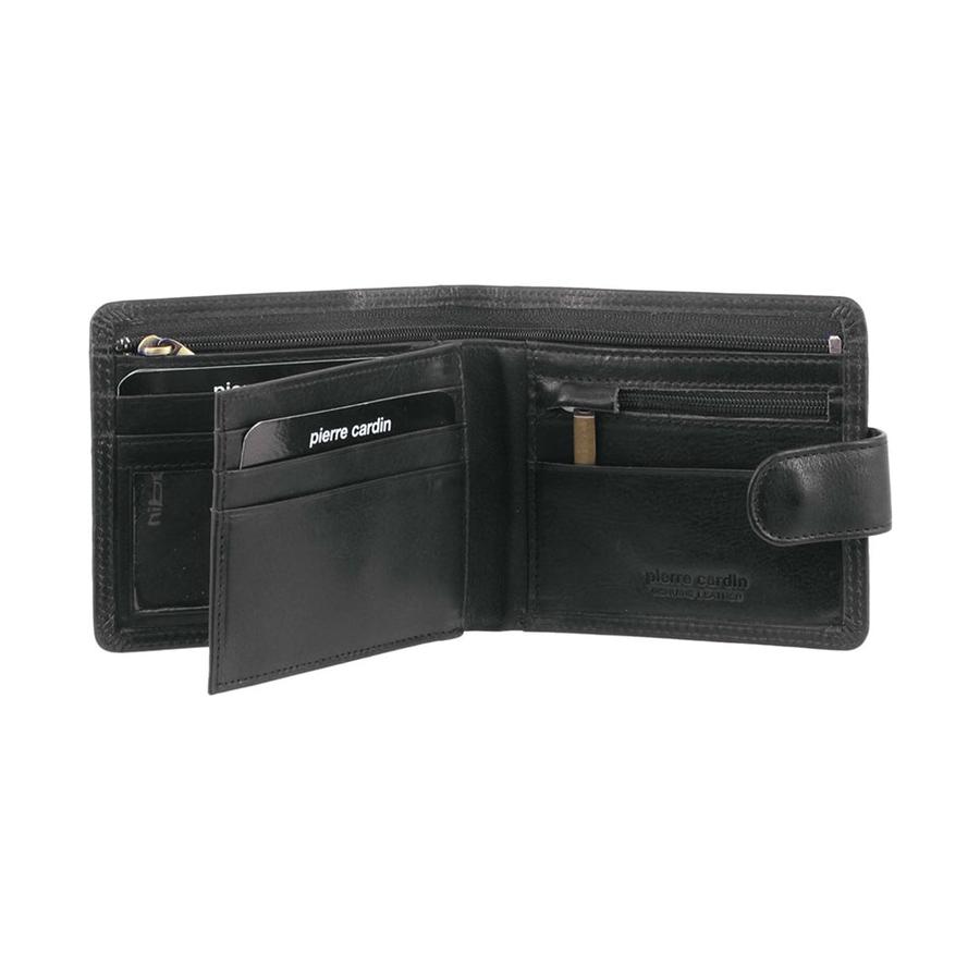 Pierre Cardin RFID Mens Rustic Leather Wallet Black Black