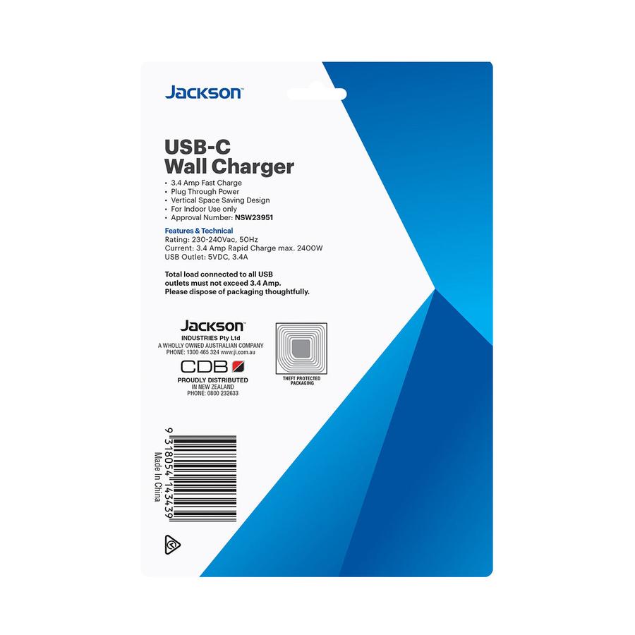 Jackson USB & USB-C Power Adapter White White