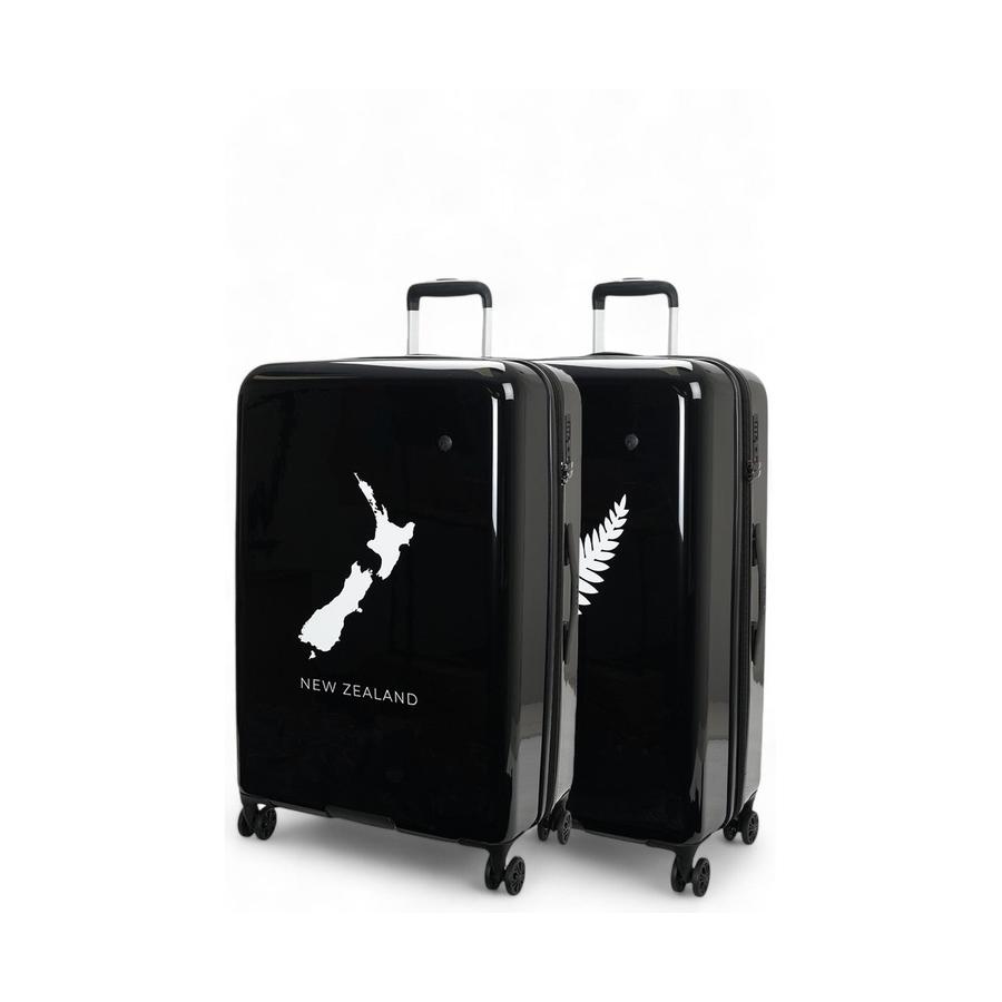 Caselite NZ Map/Fern 77cm & 77cm Hardside Luggage Set Black Black