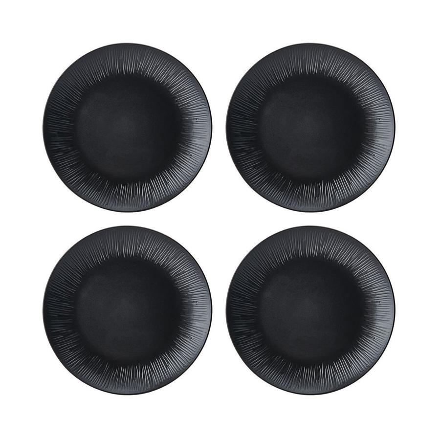 Mikasa Jardin Midnight 12-Piece Stoneware Dinner Set Black Black