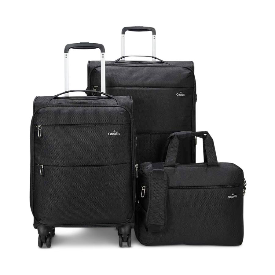 Caselite Ultra 55cm & 69cm Softside Luggage Set with Laptop Bag Black Black