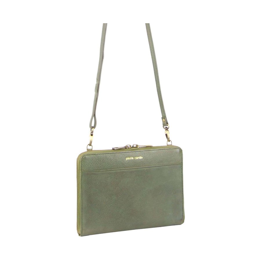 Pierre Cardin Becky Rustic Leather Crossbody Bag Mint Mint