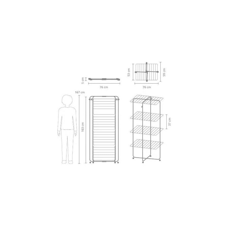 Brabantia Hangon Tower Drying Rack 30m Matte Black Matte Black