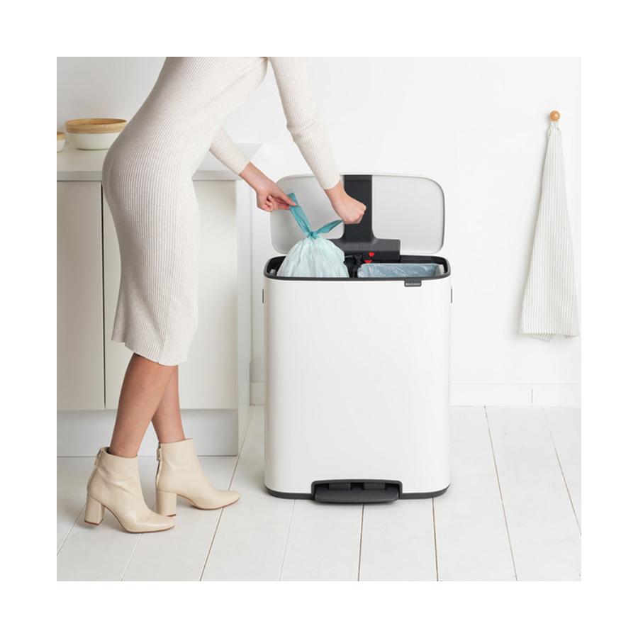 Brabantia Bo Pedal Bin (2 x 30L) White White