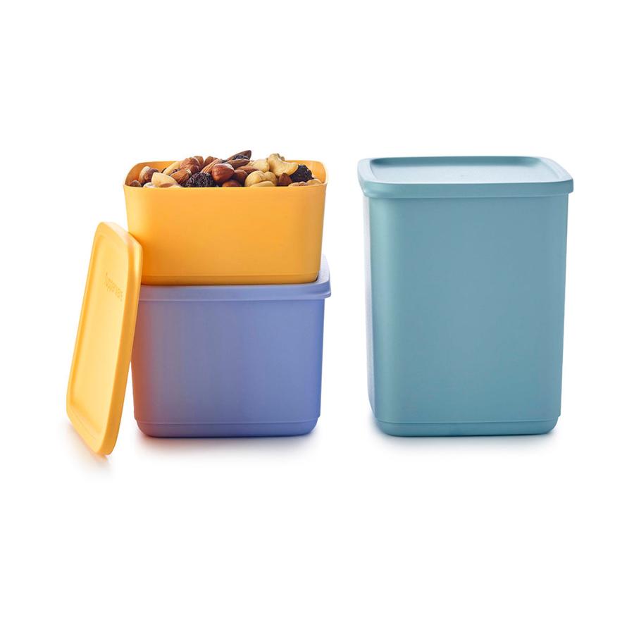 Tupperware Stacking Square Container Set (3 Piece) Multi Coloured Multi Coloured