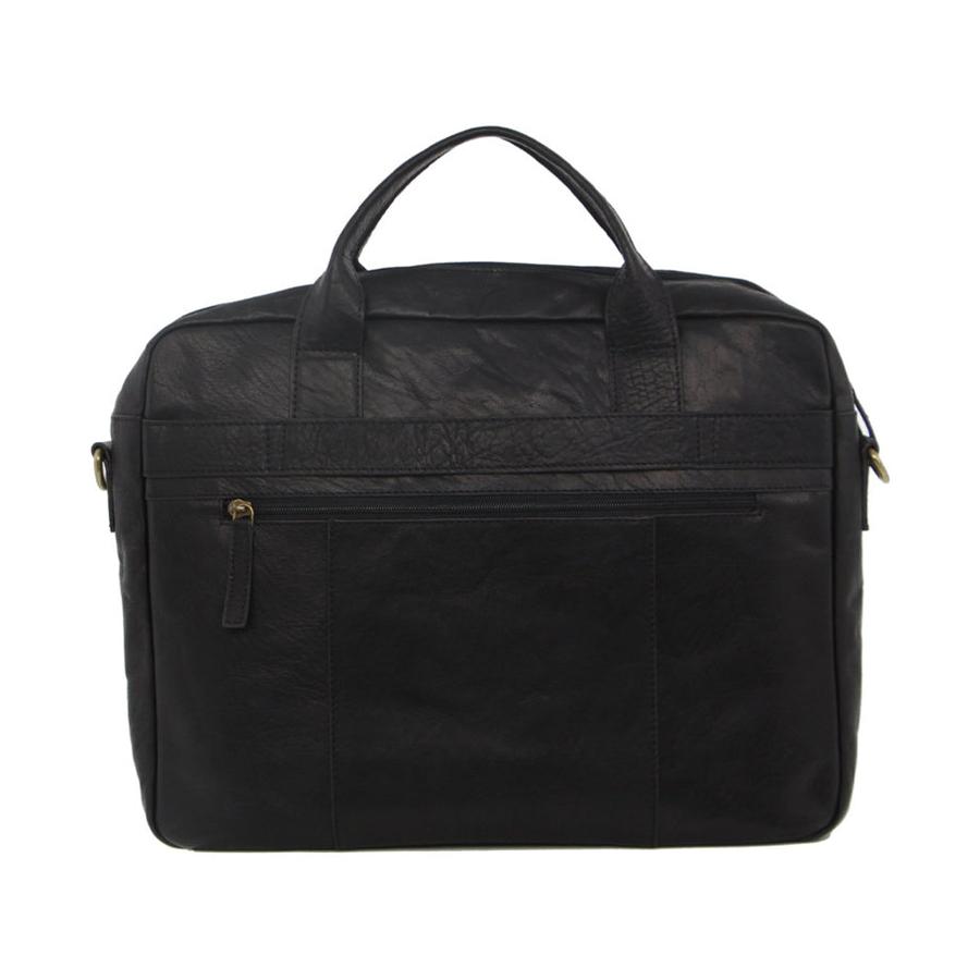 Pierre Cardin Camden Rustic Leather 15" Laptop Bag Black Black