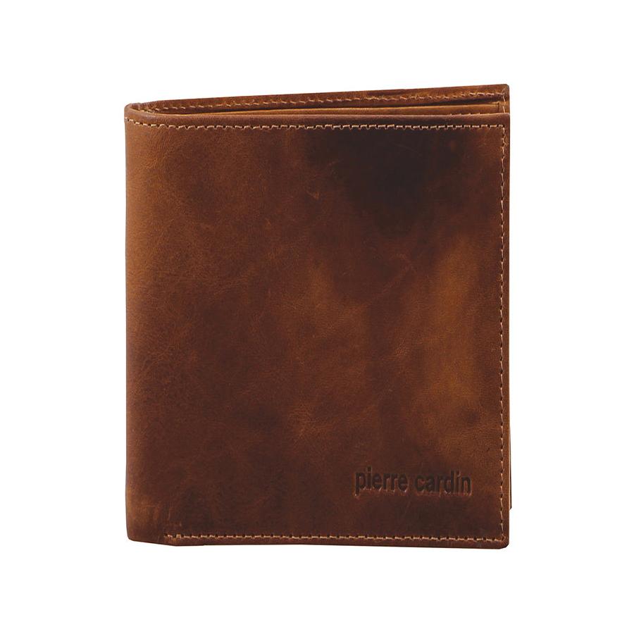 Pierre Cardin Ruben Men's Rustic Leather RFID Wallet Chestnut Chestnut