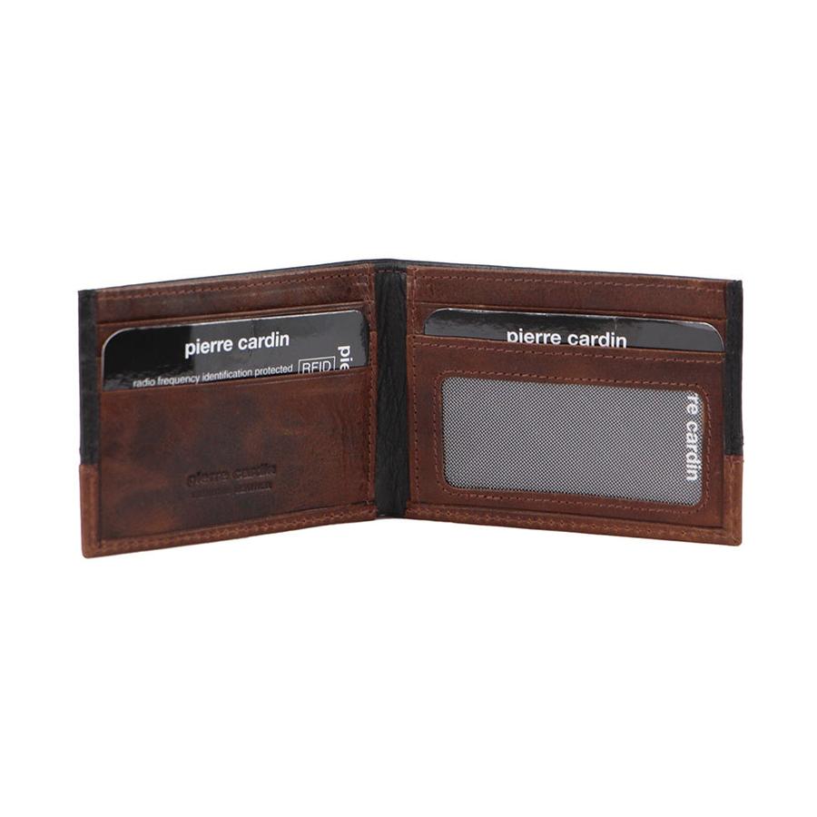 Pierre Cardin Jackson Rustic Leather Men's Bi-Fold Wallet Black/Cognac Black/Cognac