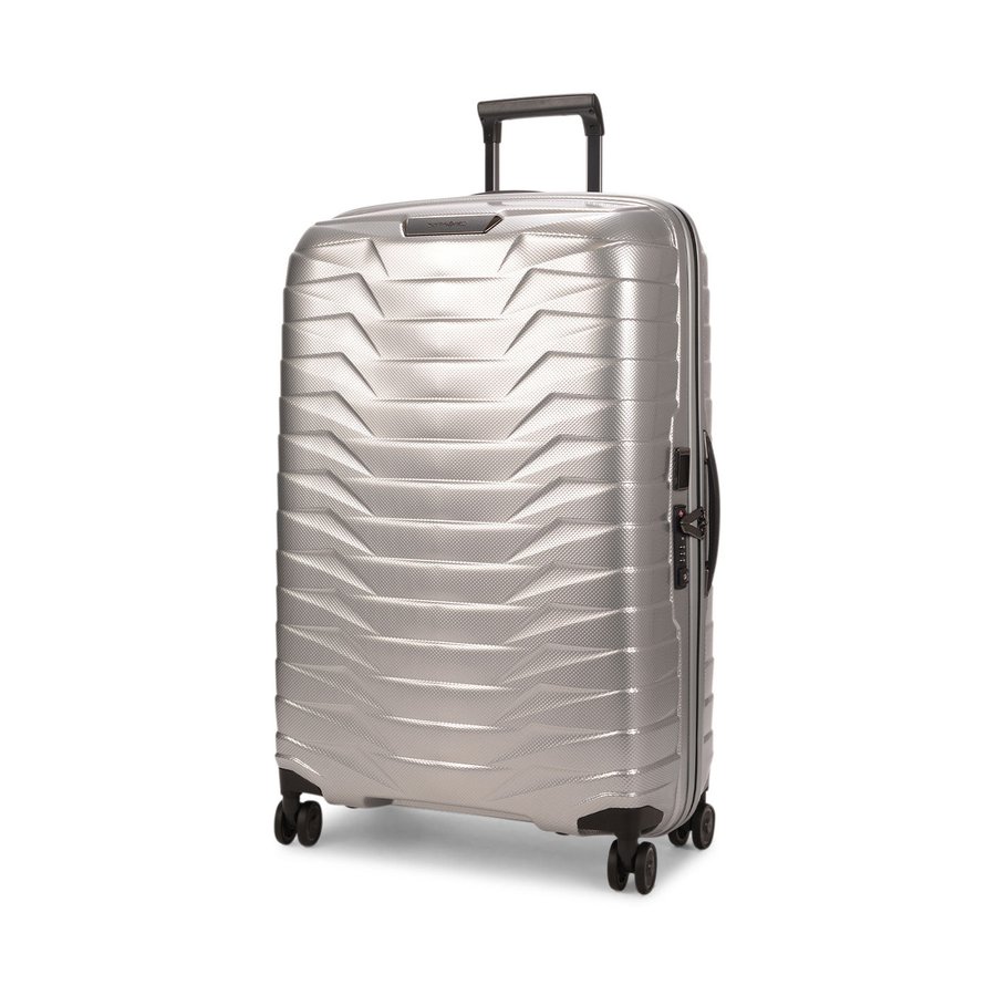 Samsonite Proxis 75cm Hardside Checked Suitcase Silver Silver