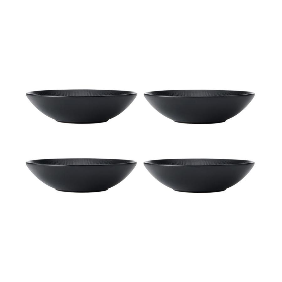 Mikasa Jardin Midnight 20cm Stoneware Pasta Bowls (Set of 4) Black Black