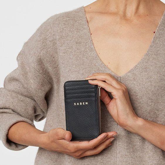 woman holding the Saben Winona Card Holder
