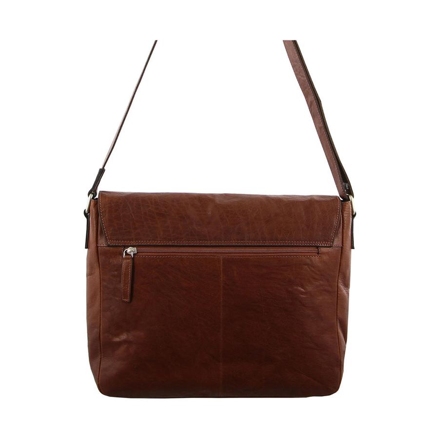 Pierre Cardin Dallas Rustic Leather Computer Bag Chestnut Chestnut
