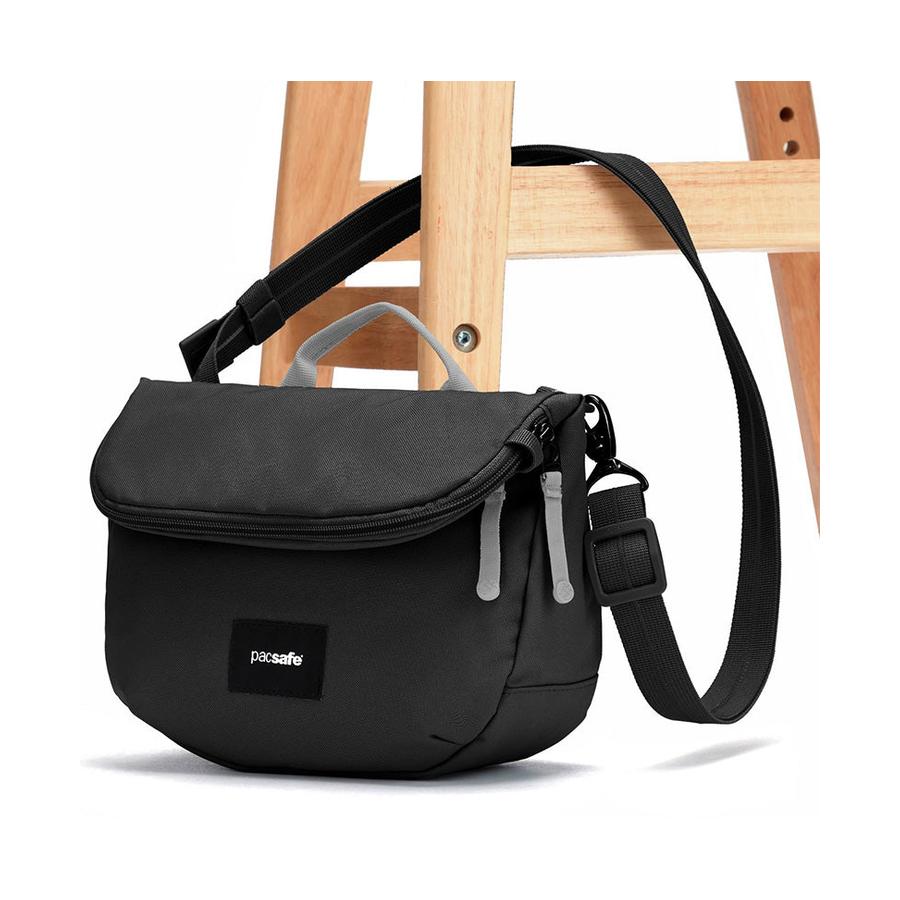 Pacsafe GO Anti-Theft Recycled Saddle Crossbody Bag Jet Black Jet Black