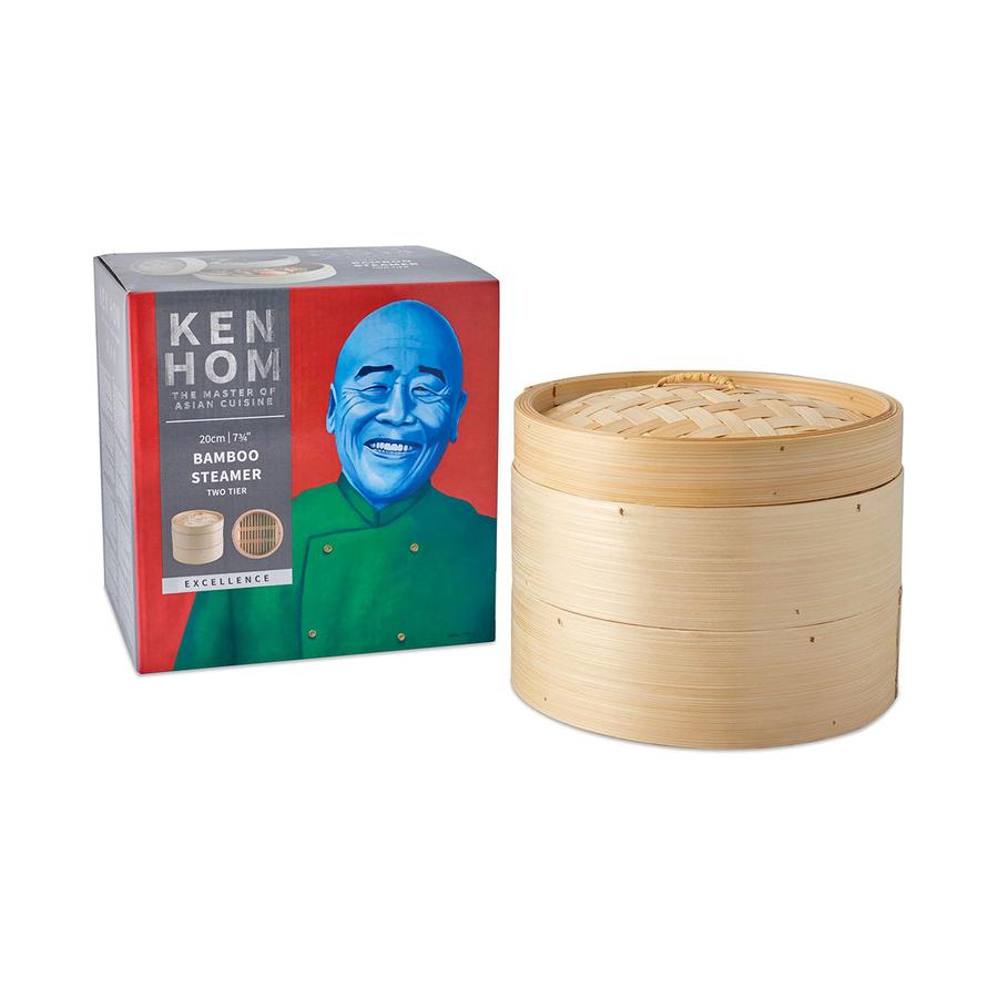 Ken Hom 20cm Bamboo Steamer (2 Tier) Brown Brown
