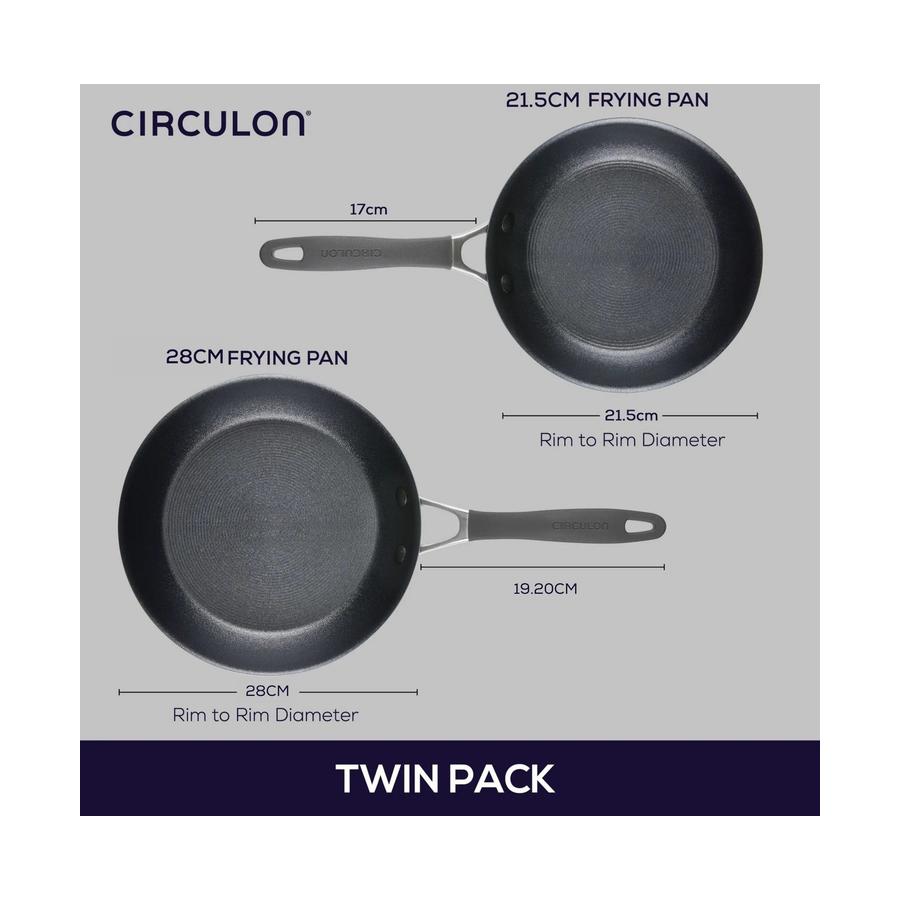 Circulon ScratchDefense A1 Skillet Twin Pack 21.5/28cm Black Black