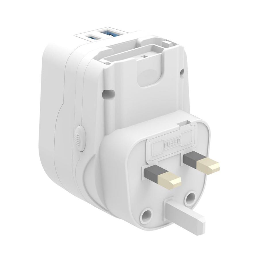Jackson Outbound World USB-C, USB-A Travel Adaptor White White