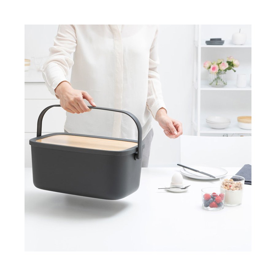 Brabantia Nic Bread Bin Dark Grey Dark Grey