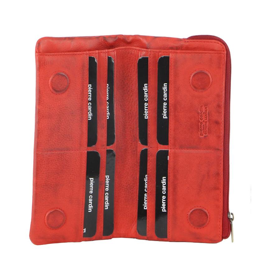 Pierre Cardin Tatum Women's Rustic Leather RFID Wallet Red Red