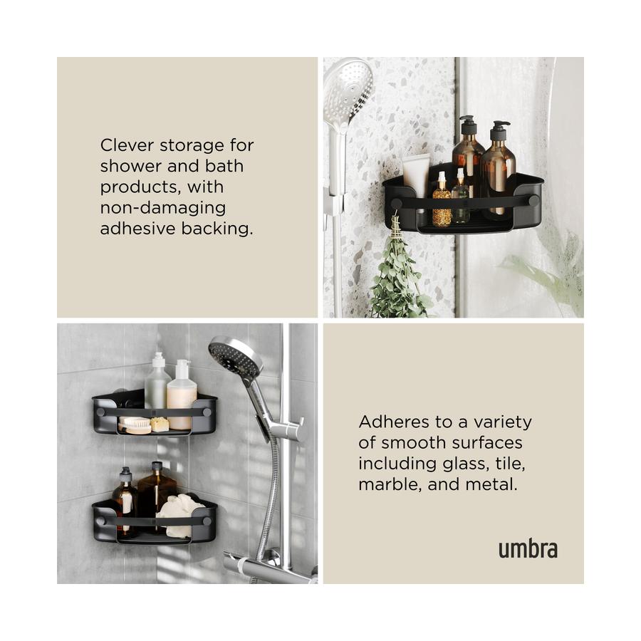 Umbra Flex Adhesive Corner Bin Black Black
