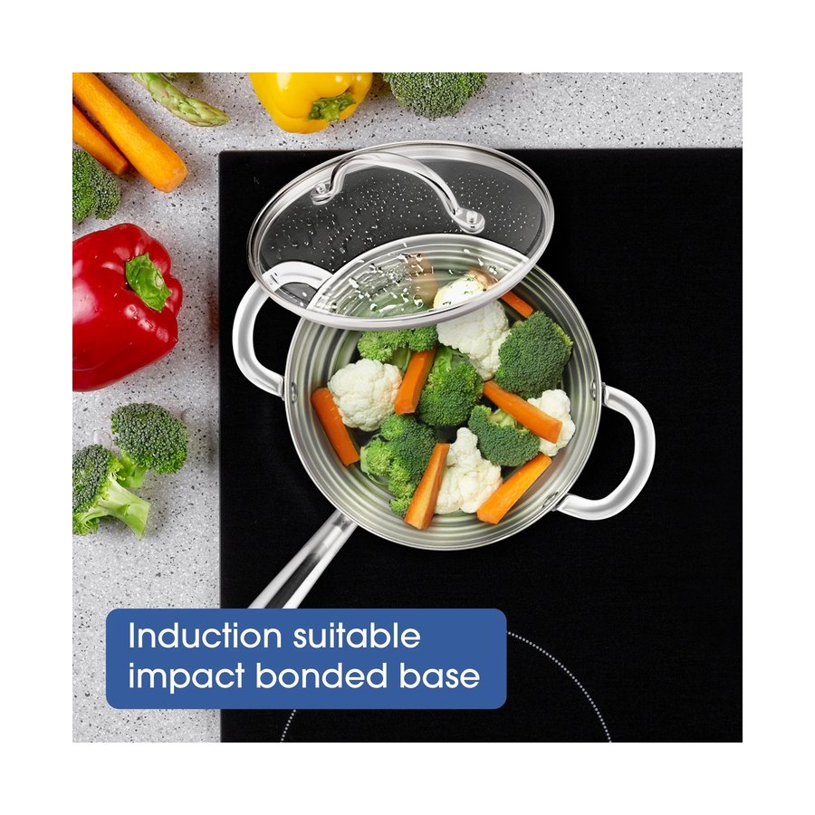 Raco Steel Essentials 30cm Induction Open Frypan with Helper Handle Stainless Steel Stainless Steel
